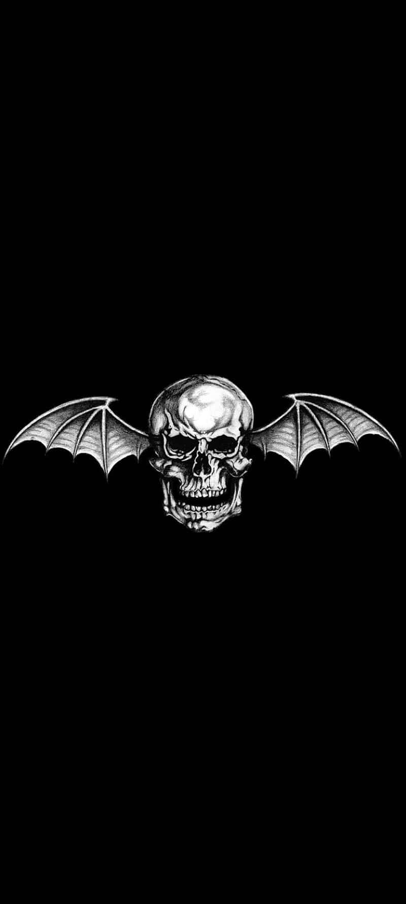 A Skull With Wings On A Black Background Background