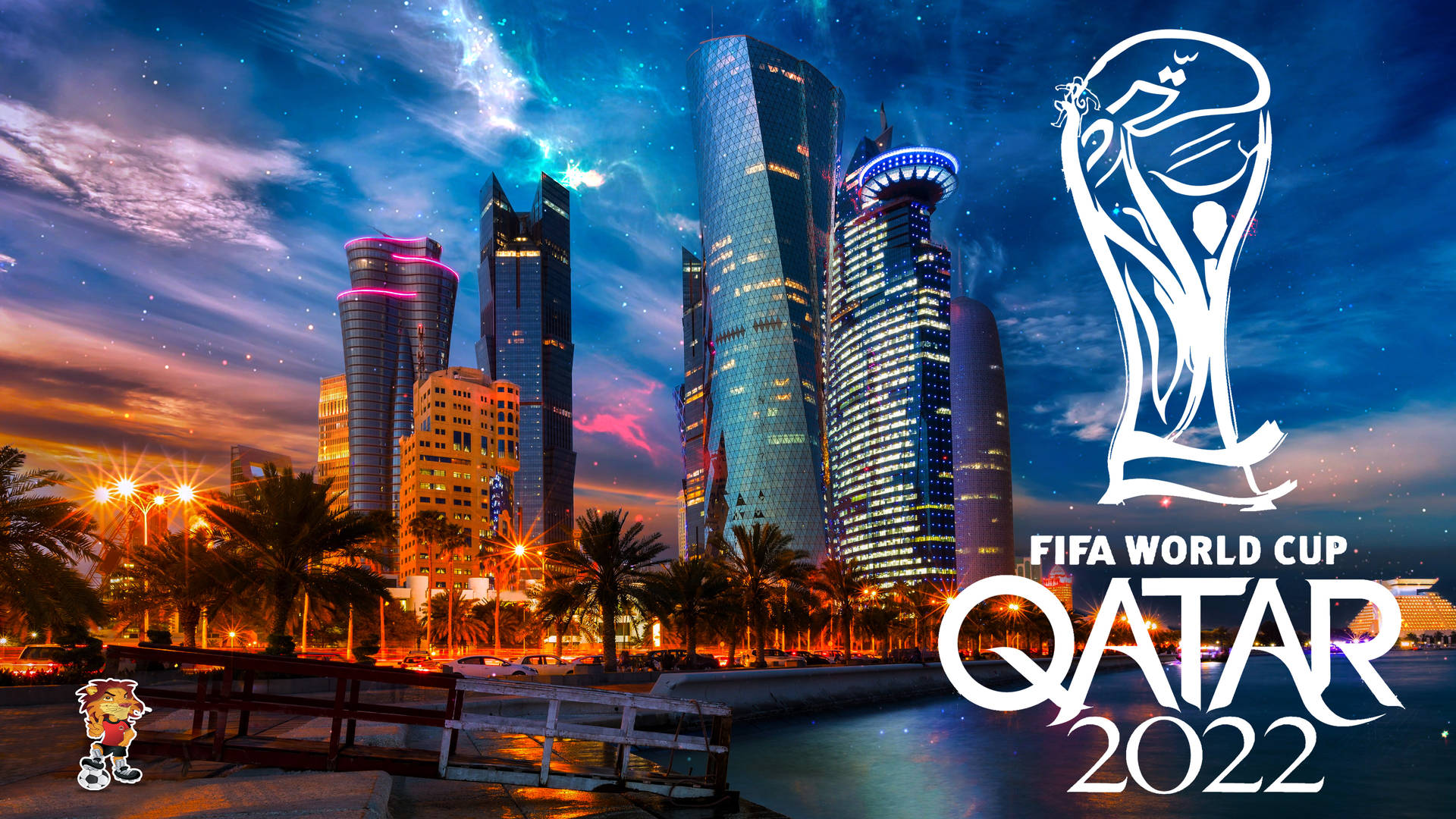 A Skyline Of Qatar In Anticipation Of The Upcoming Fifa World Cup 2022 Background