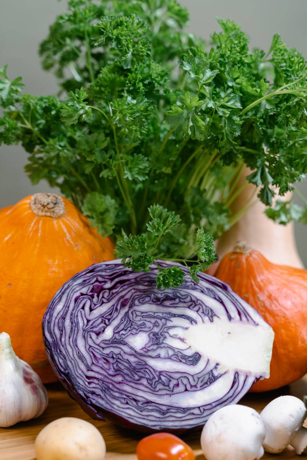 A Slice Of Purple Cabbage In Macro View Background