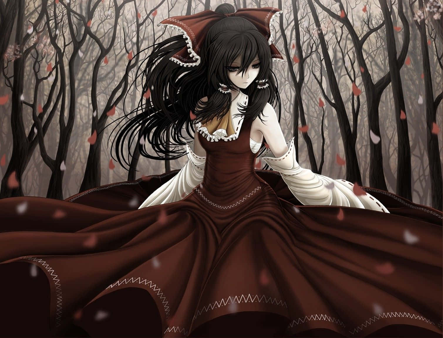 A Slightly Gothic But Beautiful Anime Girl Background