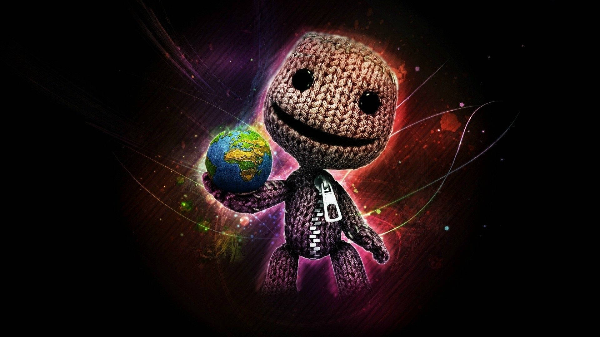 A Small Character Holding A Globe Background