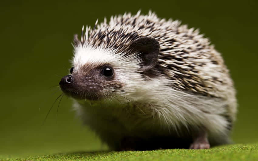 A Small Hedgehog Enjoying The Warm Sunshine In Its Garden Home. Background