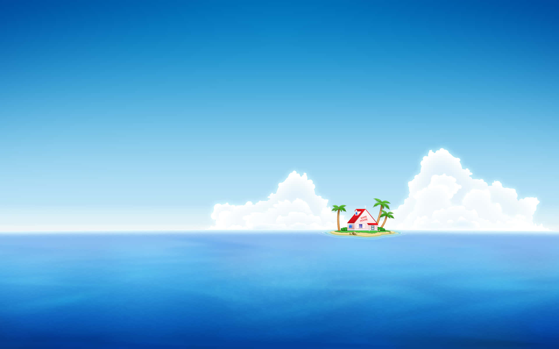 A Small Island With A Palm Tree In The Ocean Background