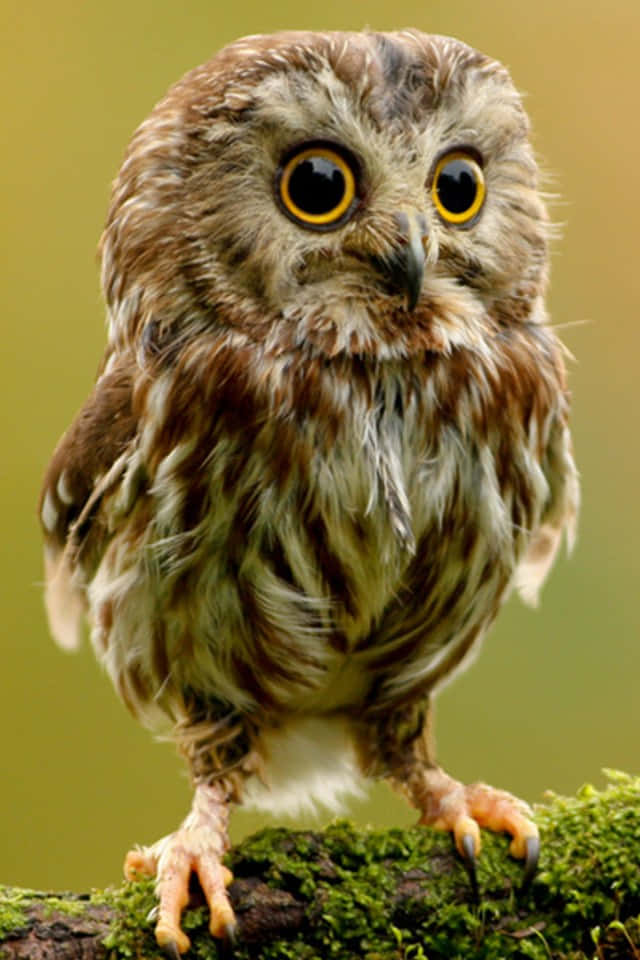 A Small Owl Is Standing On A Branch Background