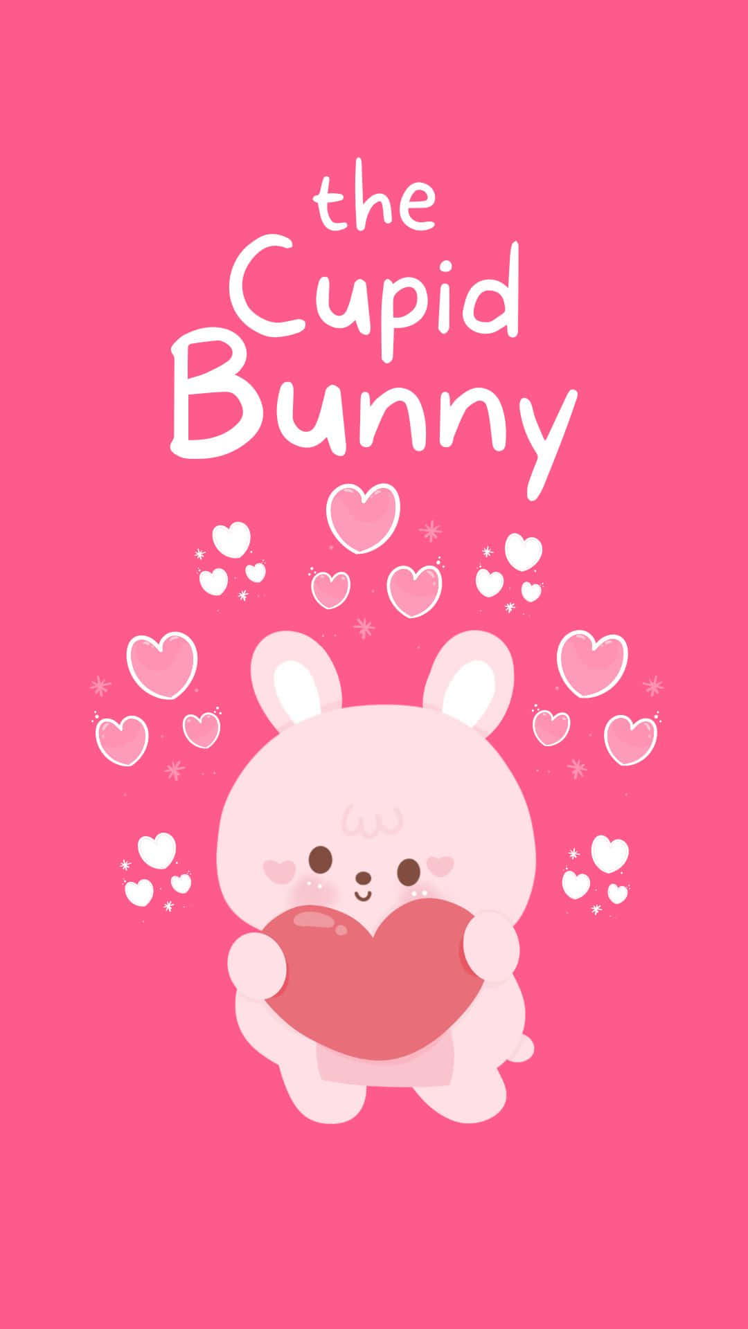 A Small Pink Bunny Hops Beneath A Bright Blue Sky. Background