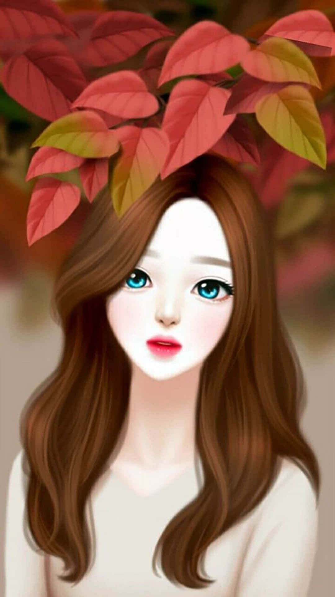 A Smiling Cartoon Girl Radiating Beauty And Joy Background