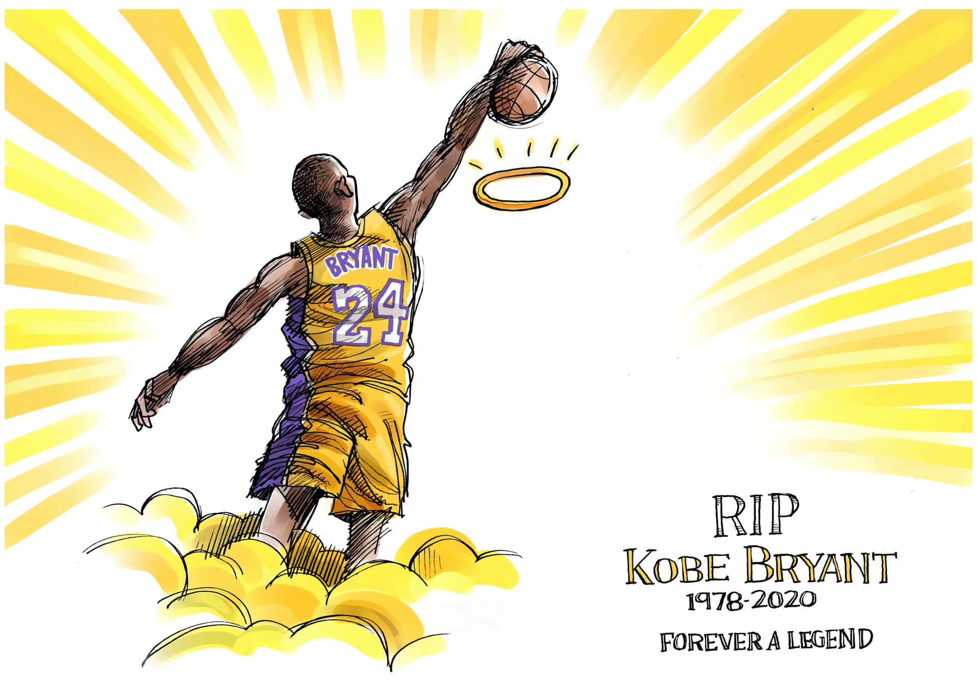 A Smiling Cartoon Image Of The Legendary Kobe Bryant Background