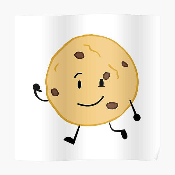 A Smiling Cookie Running On A White Background Poster Background