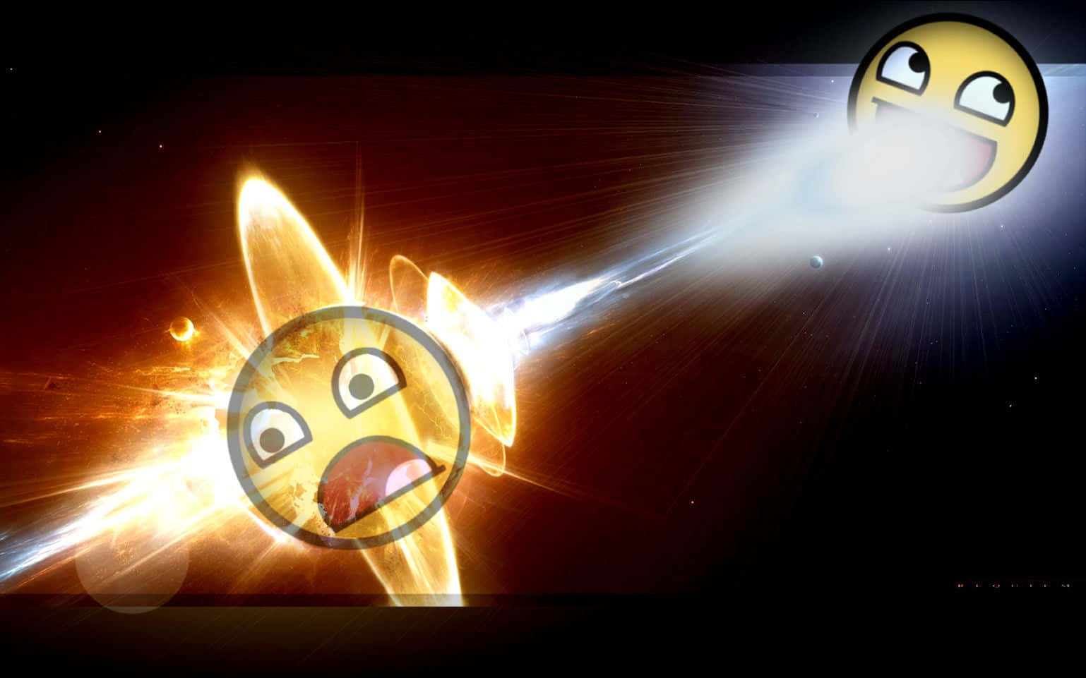 A Smiling Face With A Fireball Coming Out Of It Background
