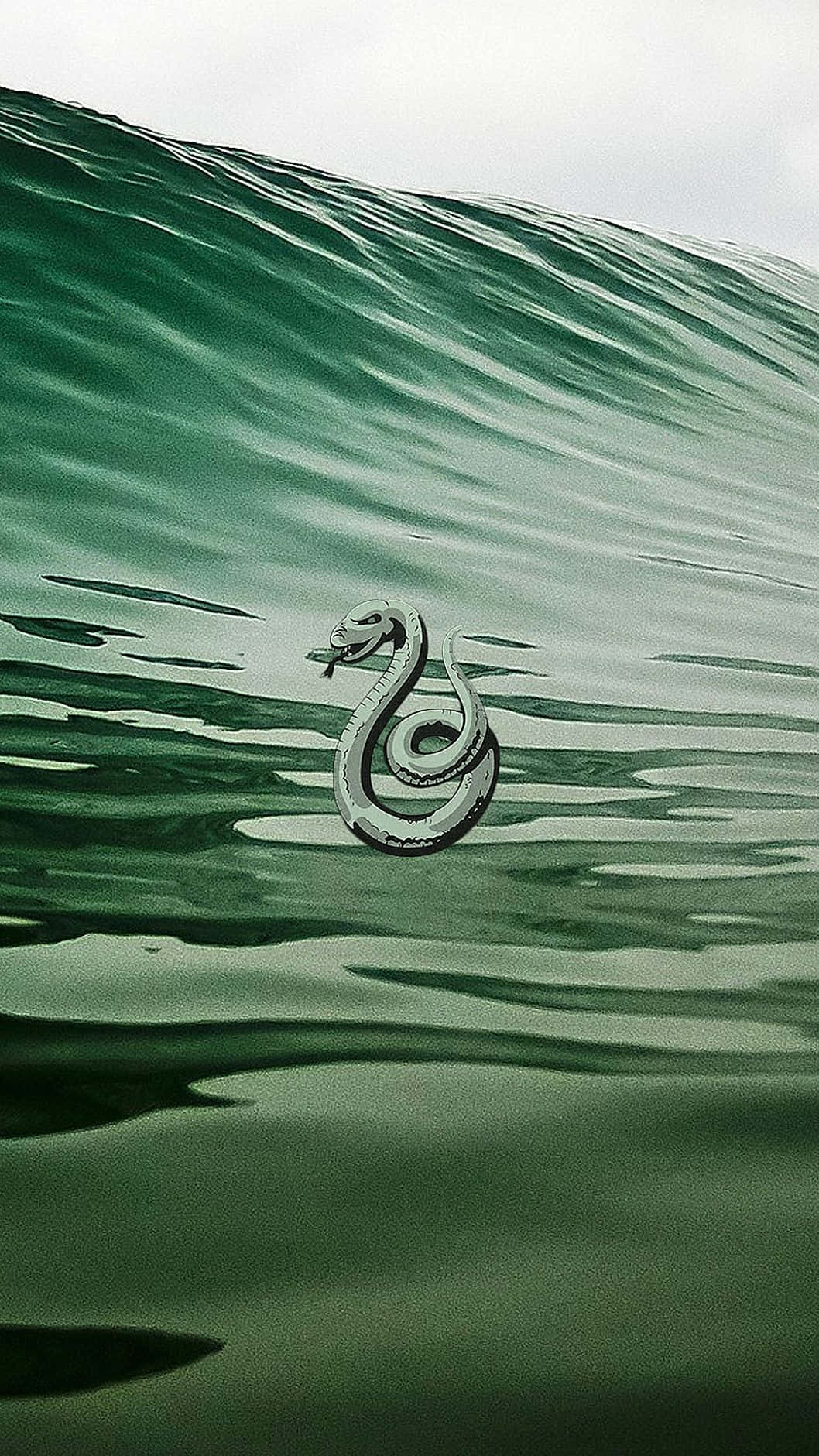 A Snake Logo On The Surface Of A Green Wave Background