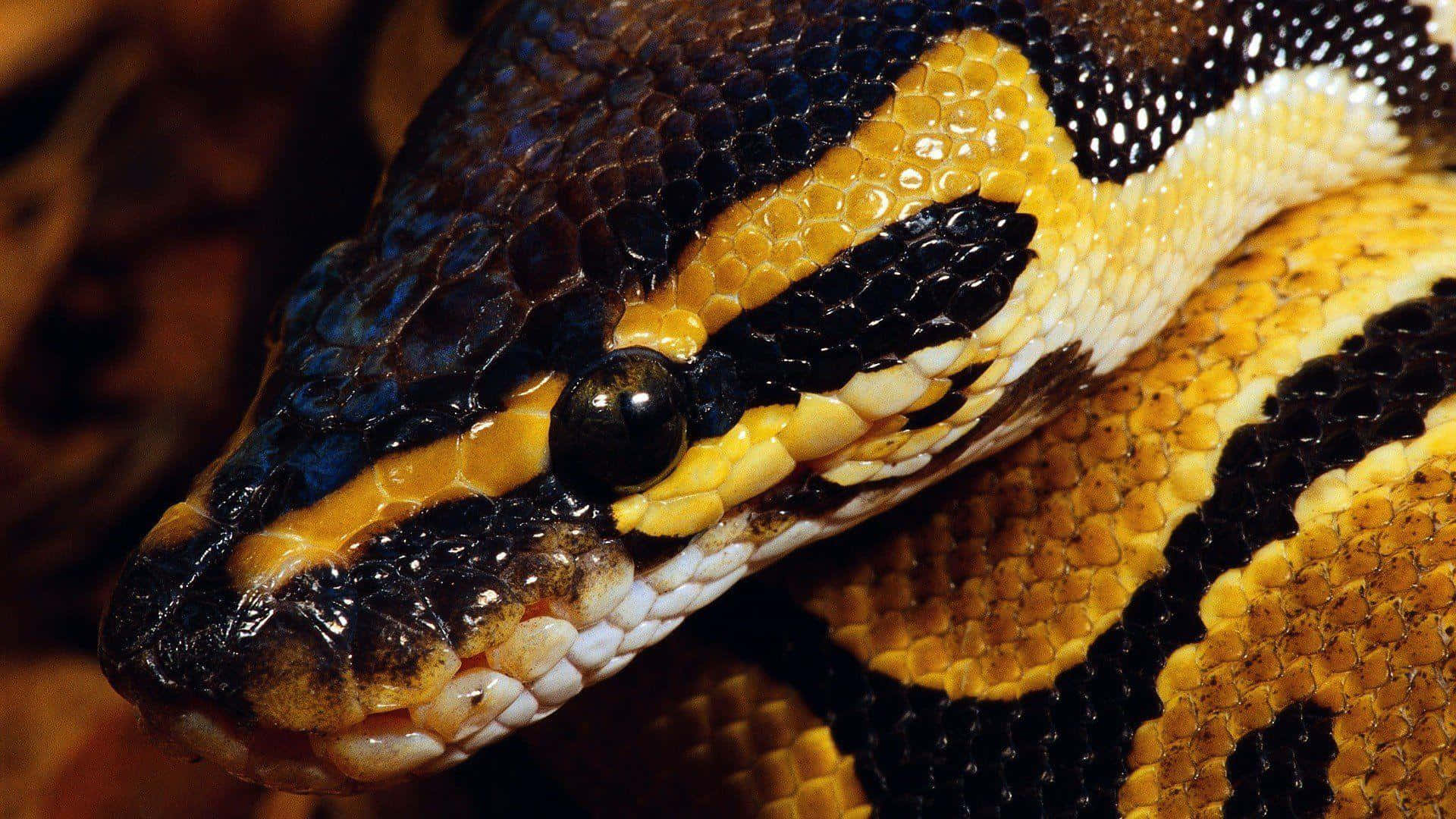 A Snake With A Yellow And Black Head Background