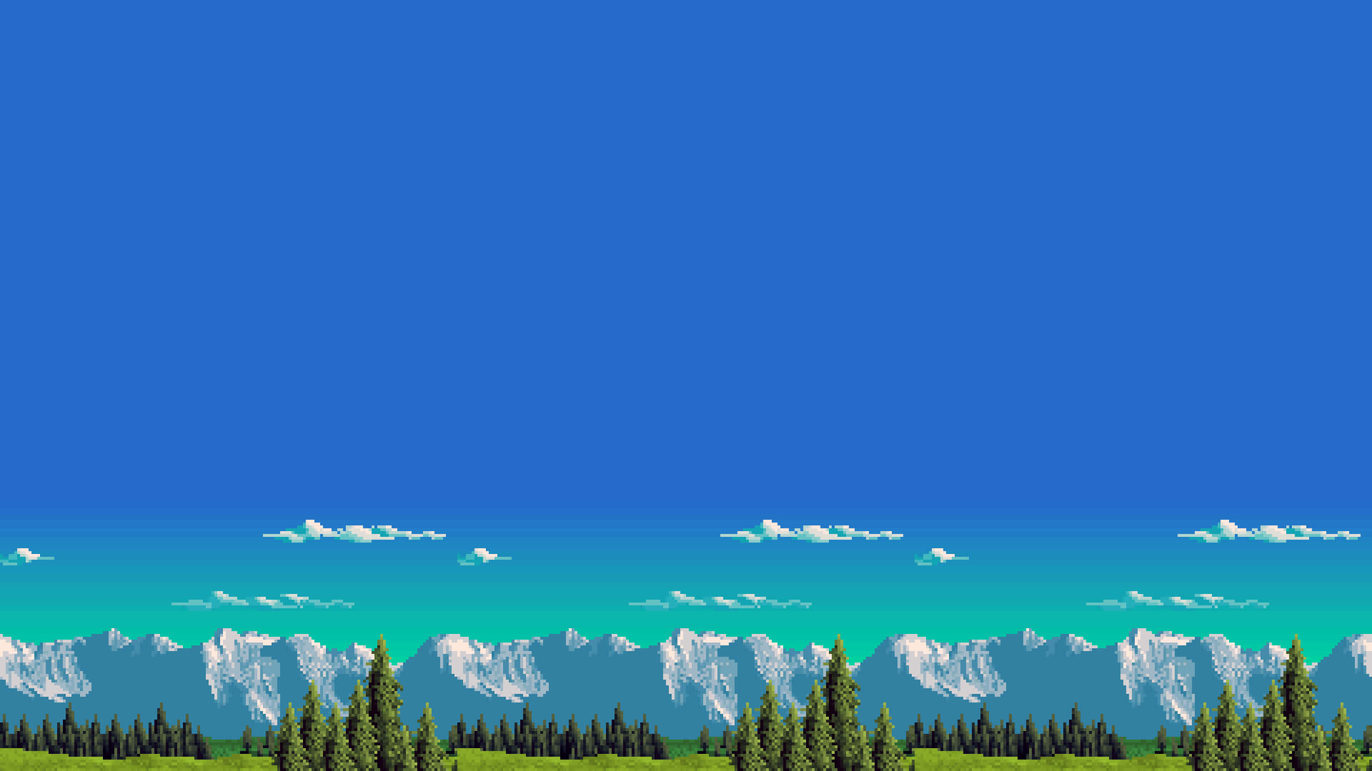 A Snes Game With Mountains And Trees Background