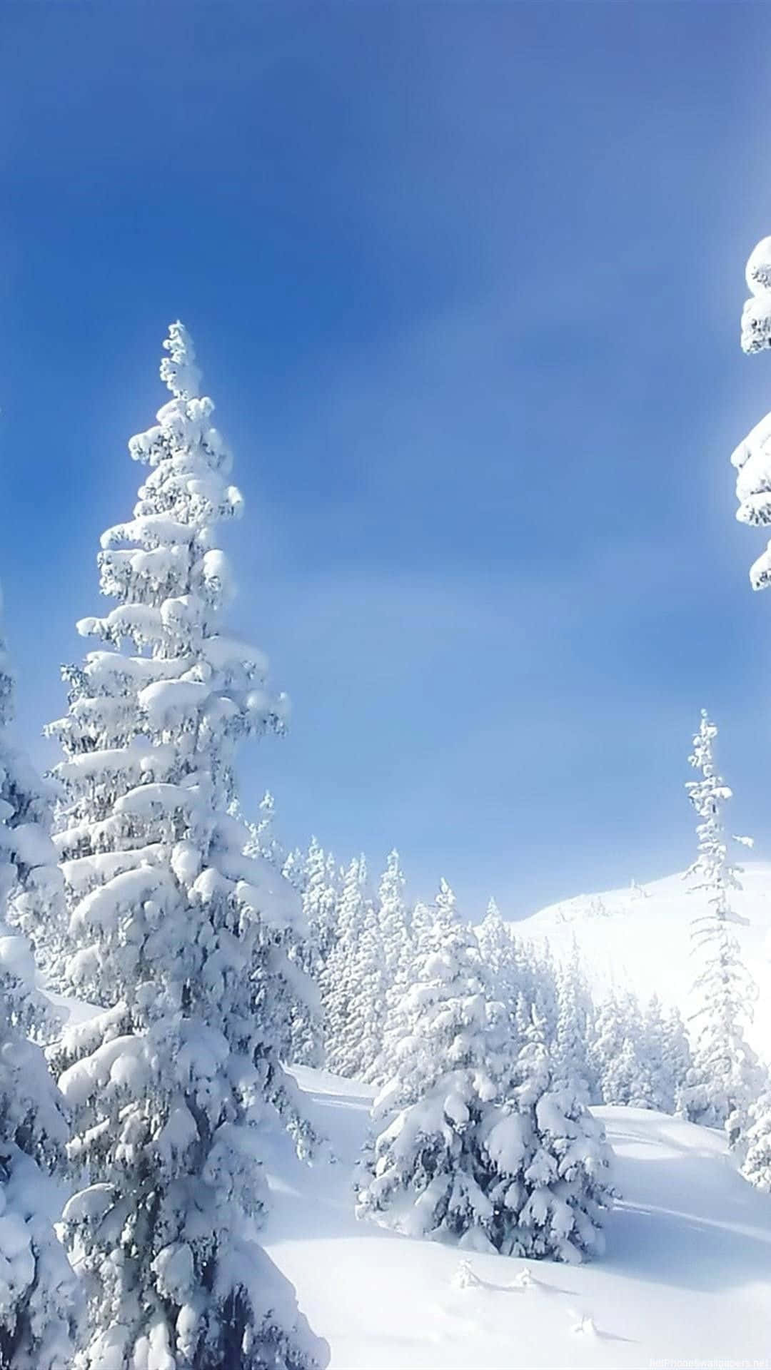 A Snow Covered Mountain With Blue Sky Background