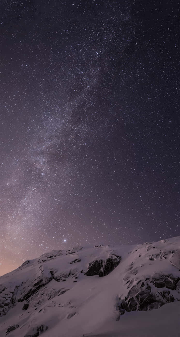 A Snow Covered Mountain With The Milky Above It Background