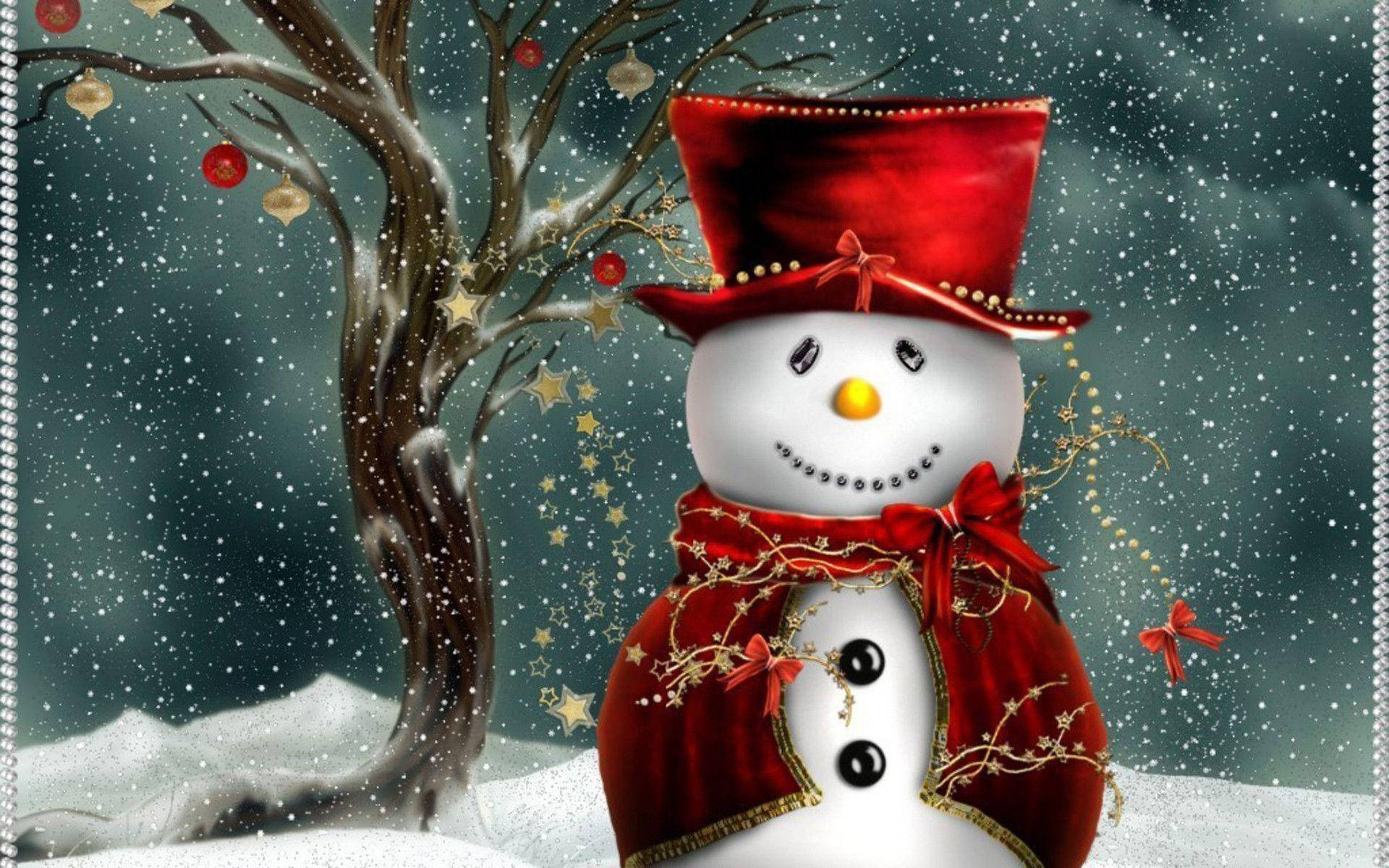 A Snowman Made Of Love Background