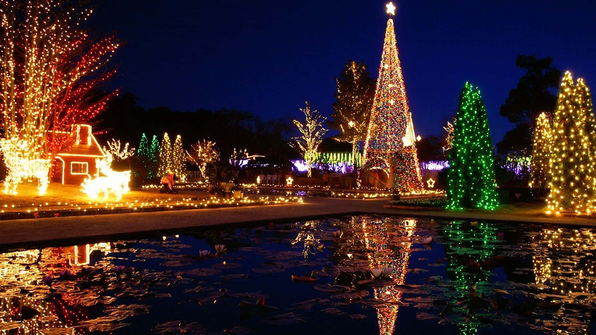 “a Snowy Christmas Village Awaits You” Background