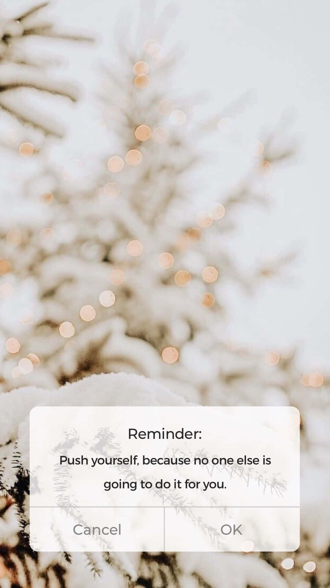 A Snowy Tree With The Text Reminder Background