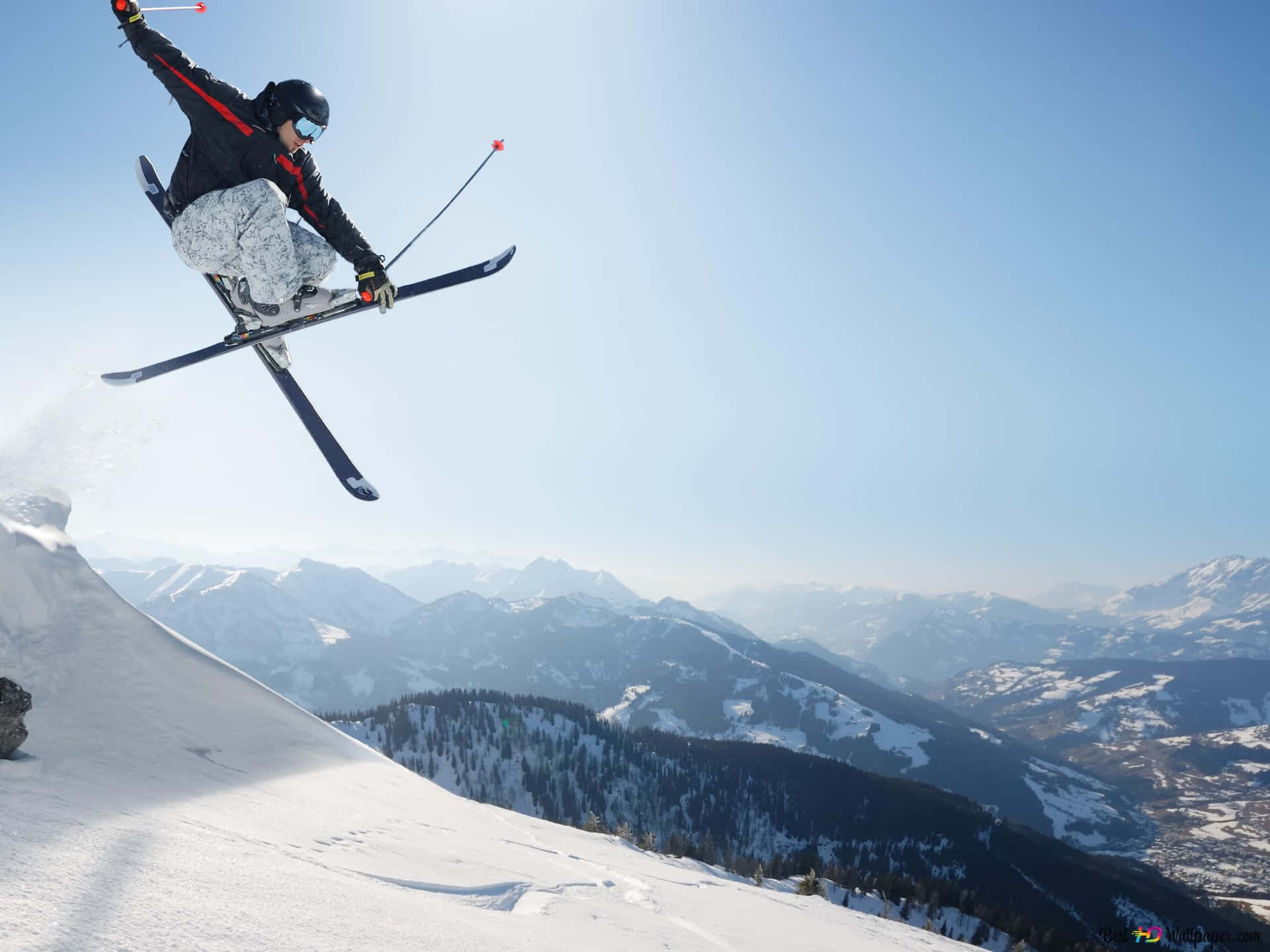 A Snowy View Of The Ski Mountain Background