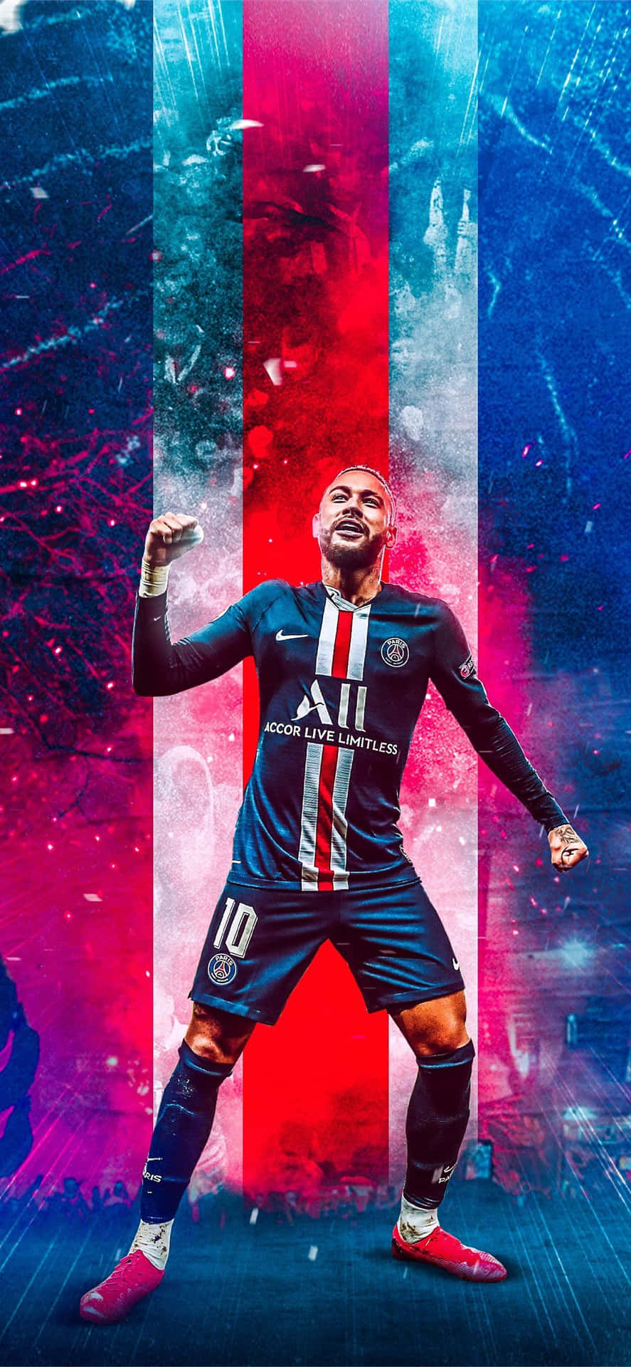 A Soccer Player In A Red And Blue Background Background