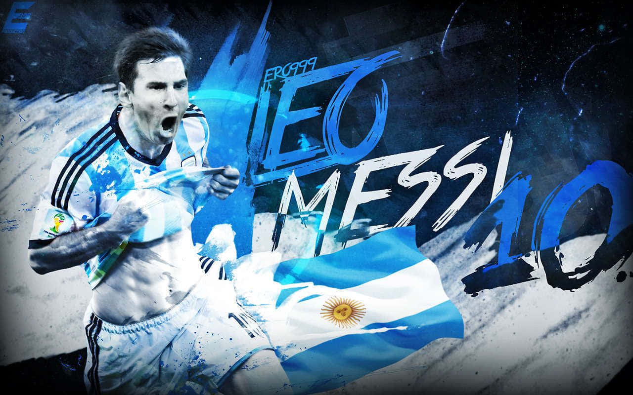 A Soccer Player Is Running With The Argentina Flag Background