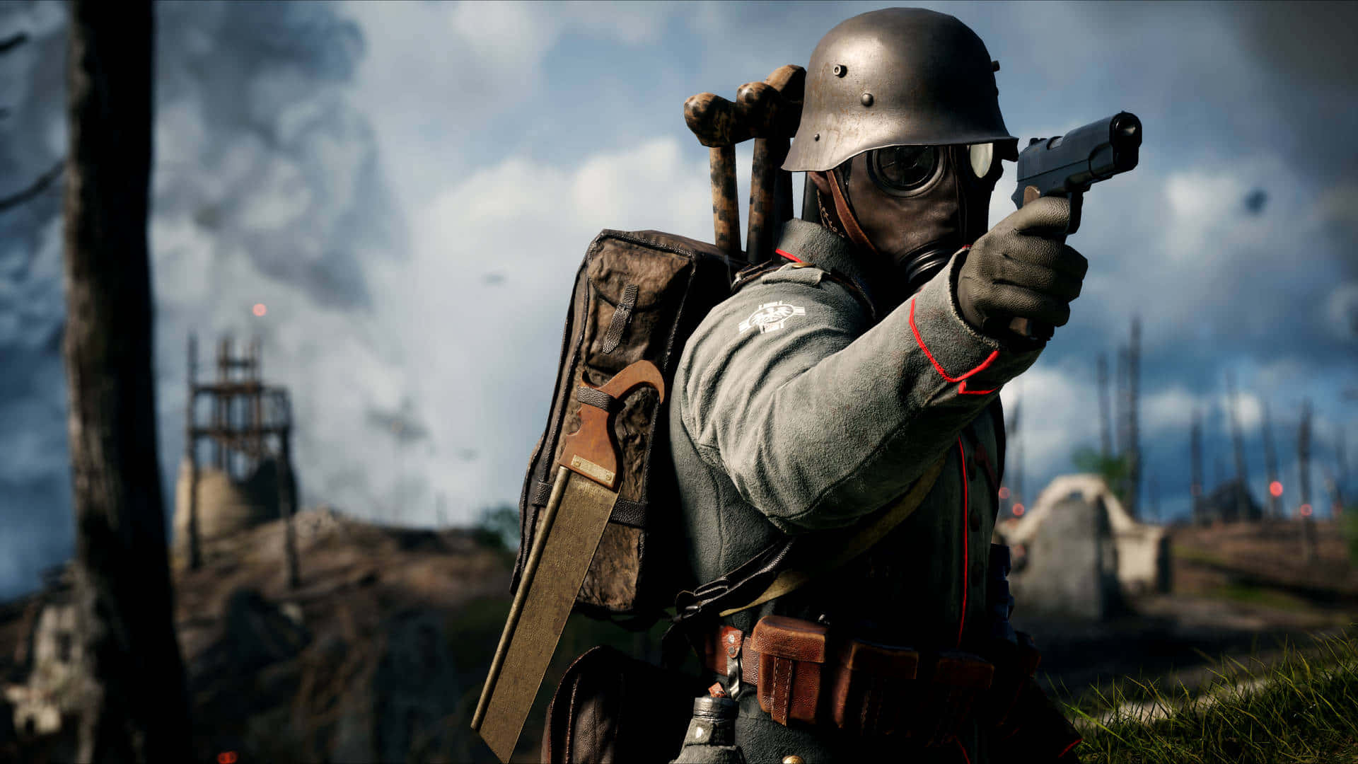 A Soldier Is Holding A Gun In A Game Background