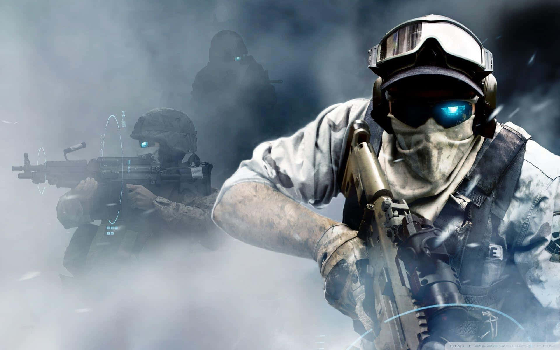 A Soldier Is Holding A Gun In The Air Background