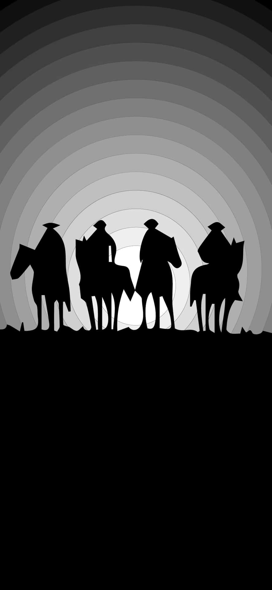 A Solitary Cowboy Silhouette Against A Vibrant Sunset Backdrop On An Iphone Screen Background
