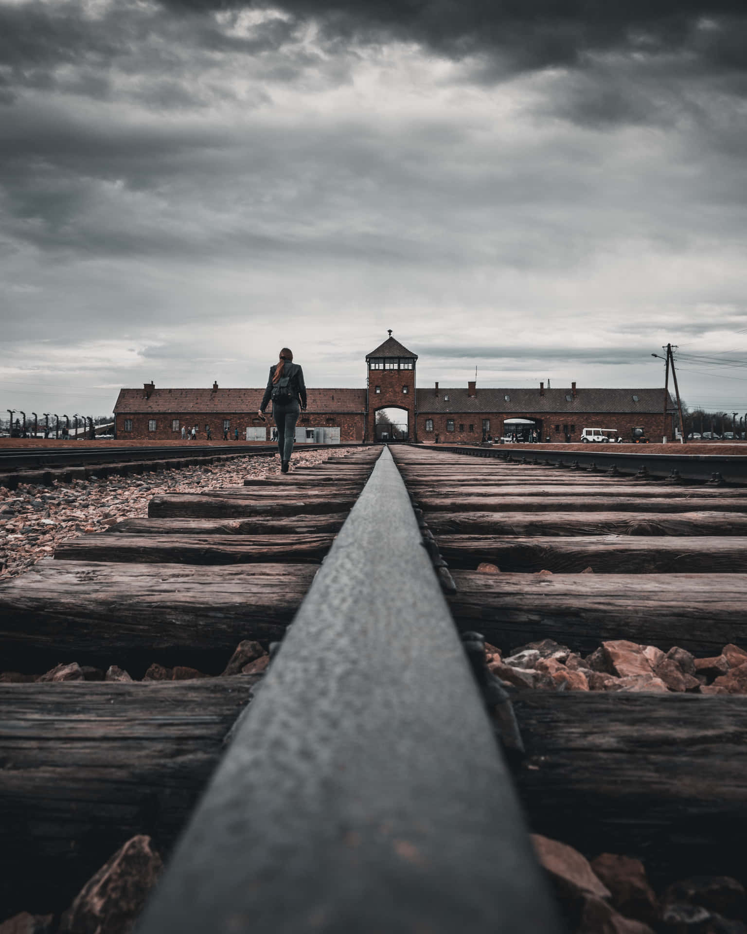 A Somber View Of Auschwitz-birkenau Concentration Camp Background