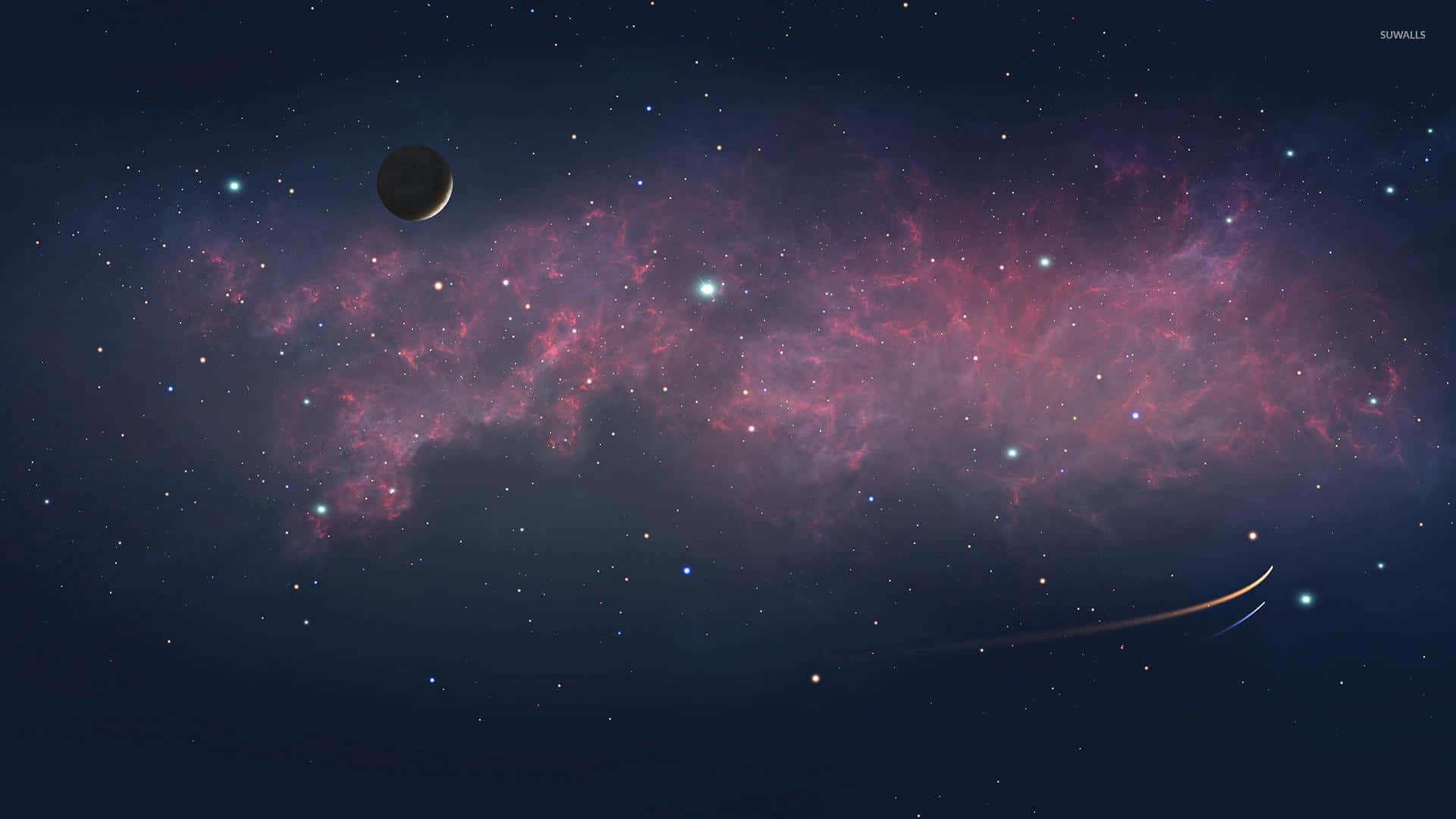 A Space Scene With A Planet And Stars Background