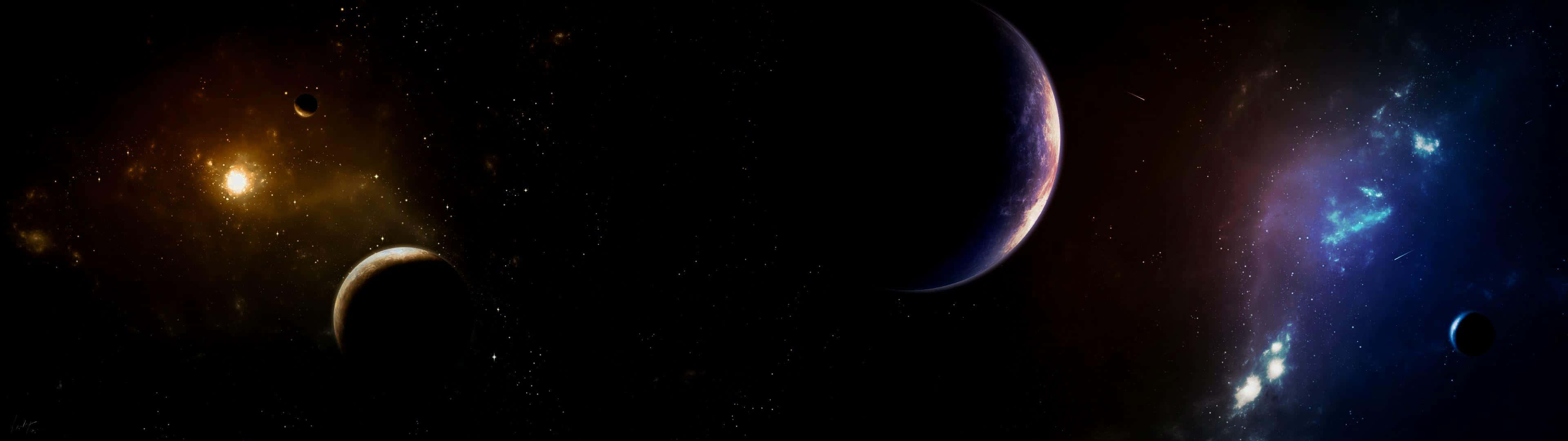 A Space Scene With Planets And Stars Background