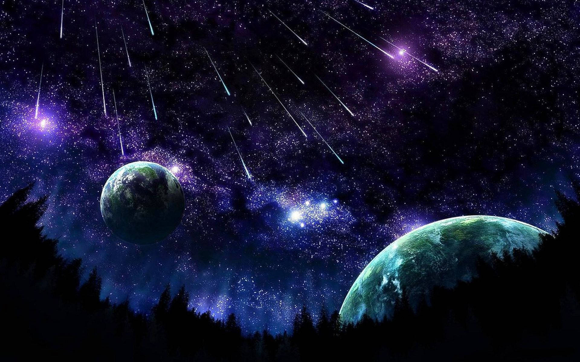A Space With Planets And Stars In The Background Background