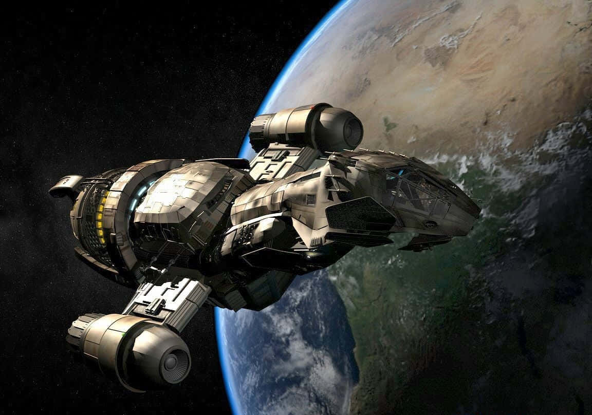 A Spaceship Is Flying Over The Earth