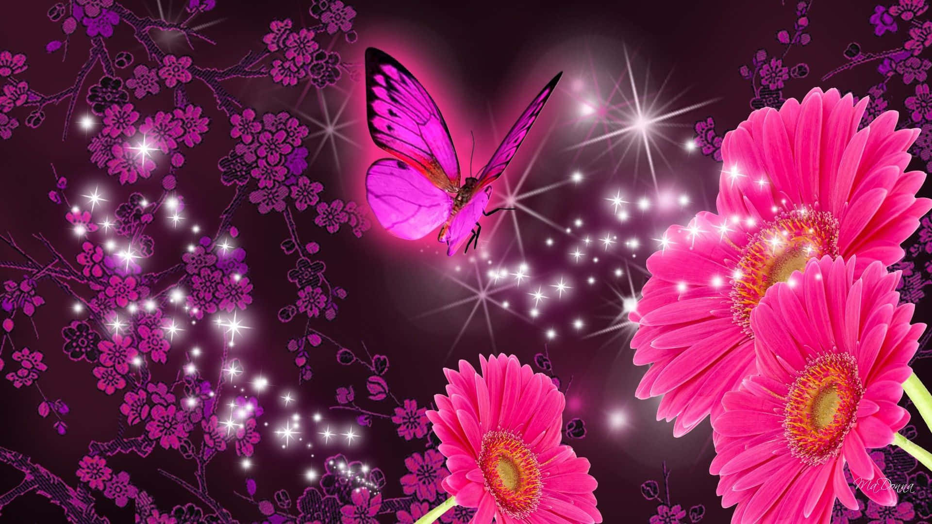 A Sparkling Pink Butterfly Is A Sign Of Hope And Beauty. Background