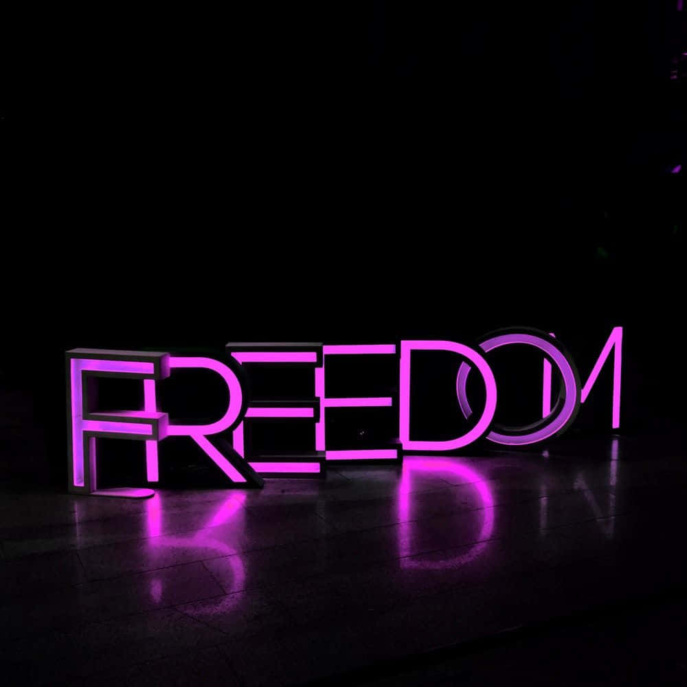 A Sparkling Sea Of Vibrant Neon Signs Light Up The Night Sky. Background