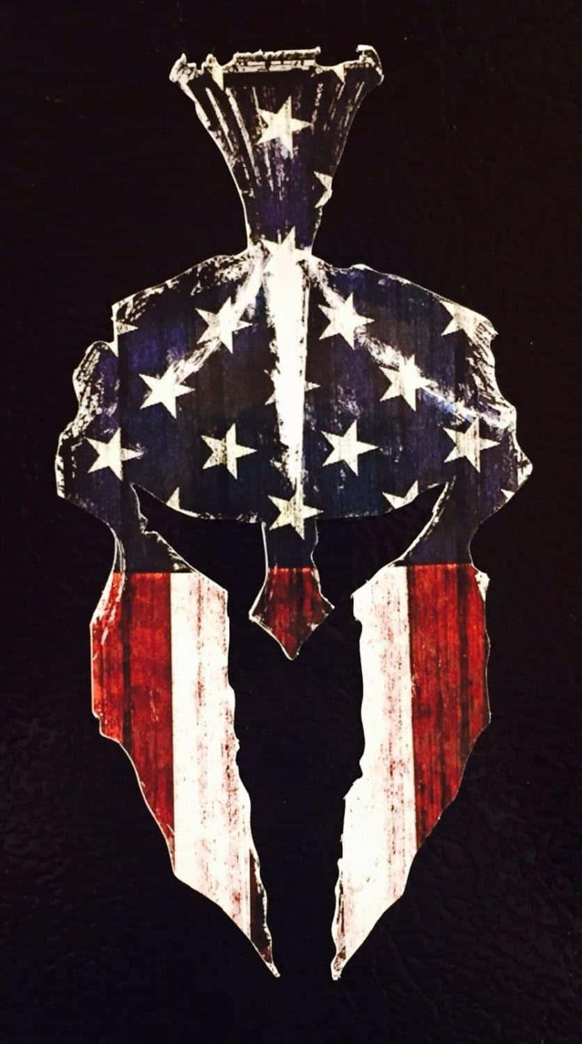 A Spartan Helmet With An American Flag On It Background