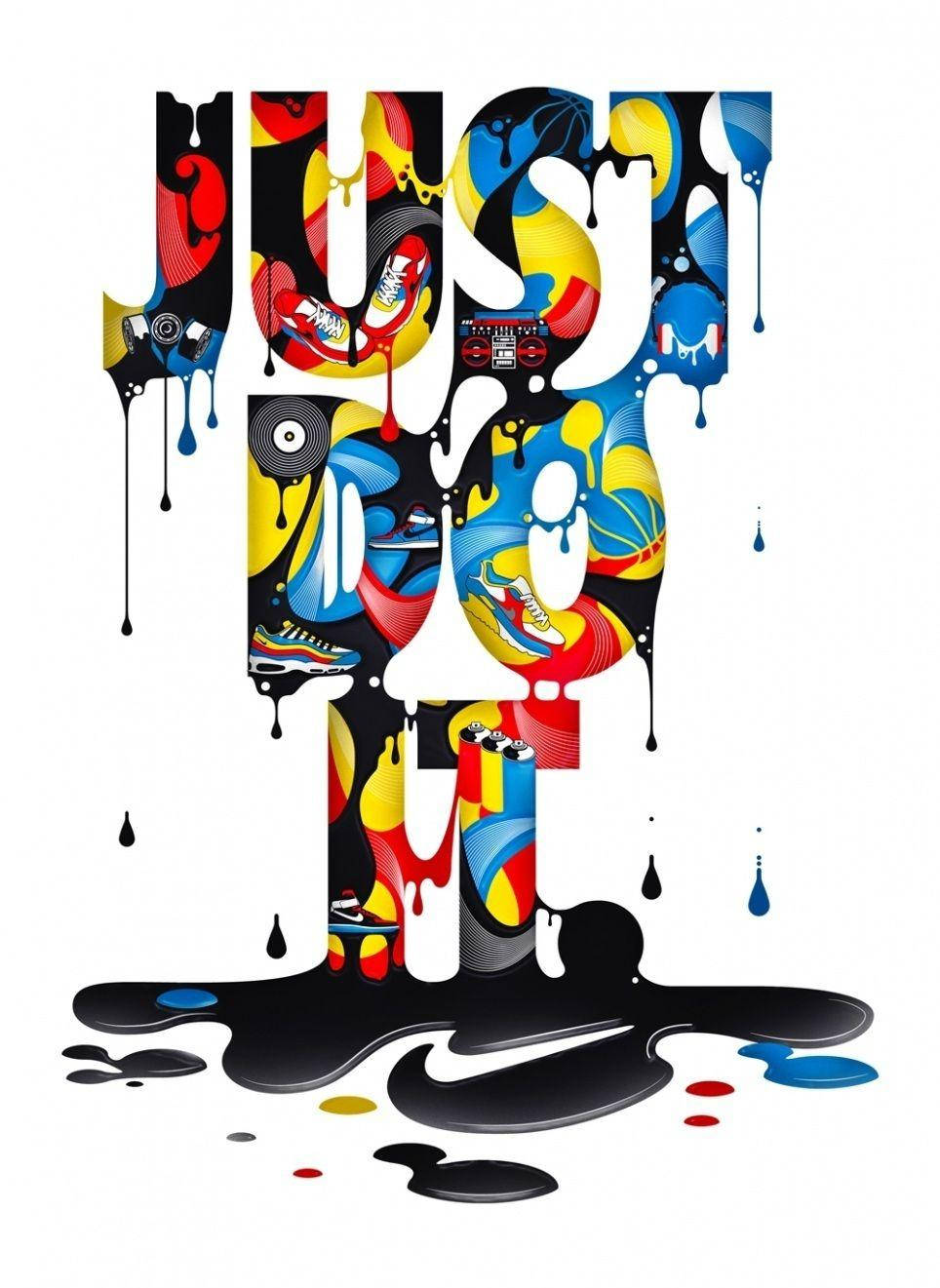 A Spectacular Nike Wall Mural With Graffiti Art Background