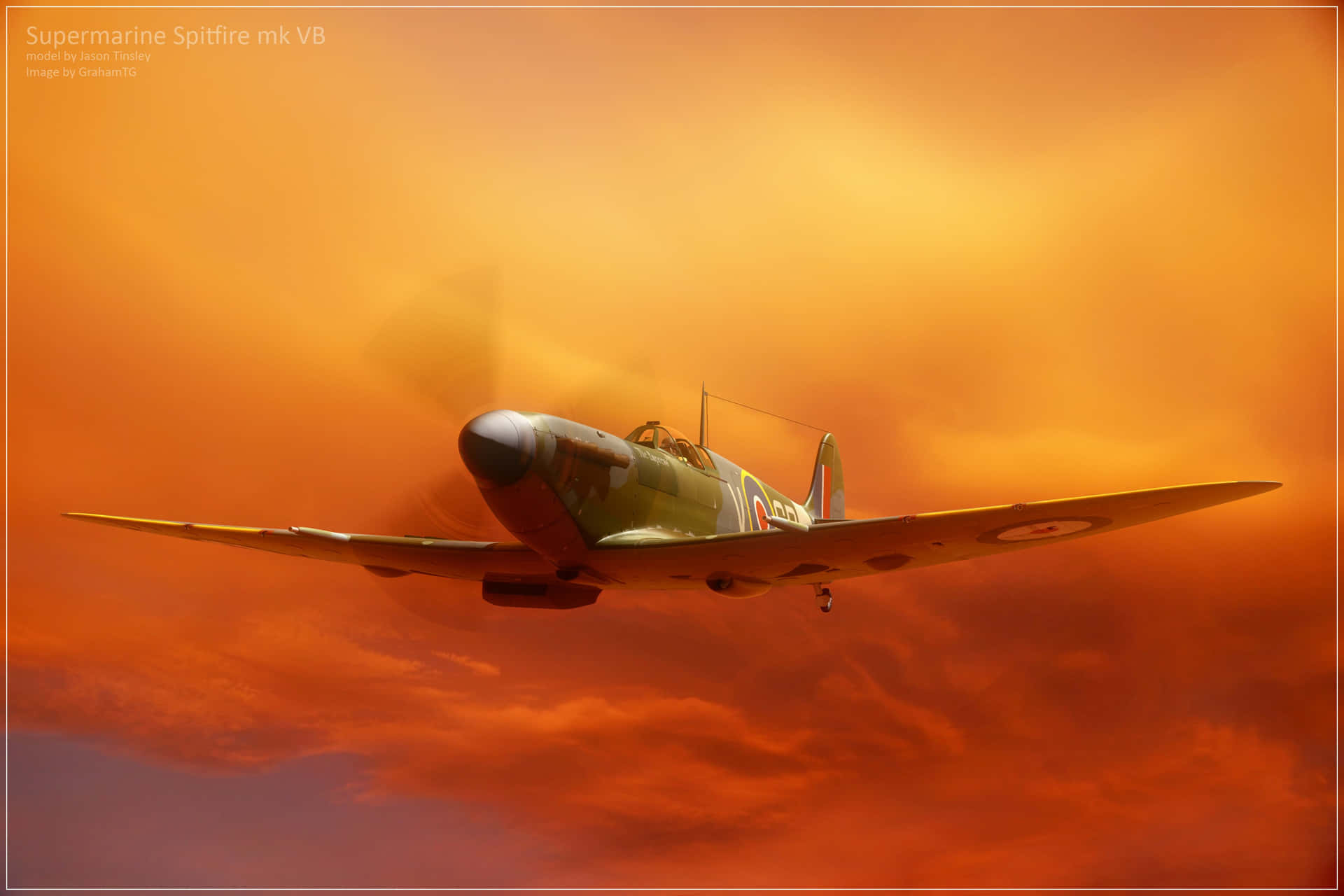 A Spitfire Plane Soaring Through The Air, Representing Triumph, Courage And Strength. Background