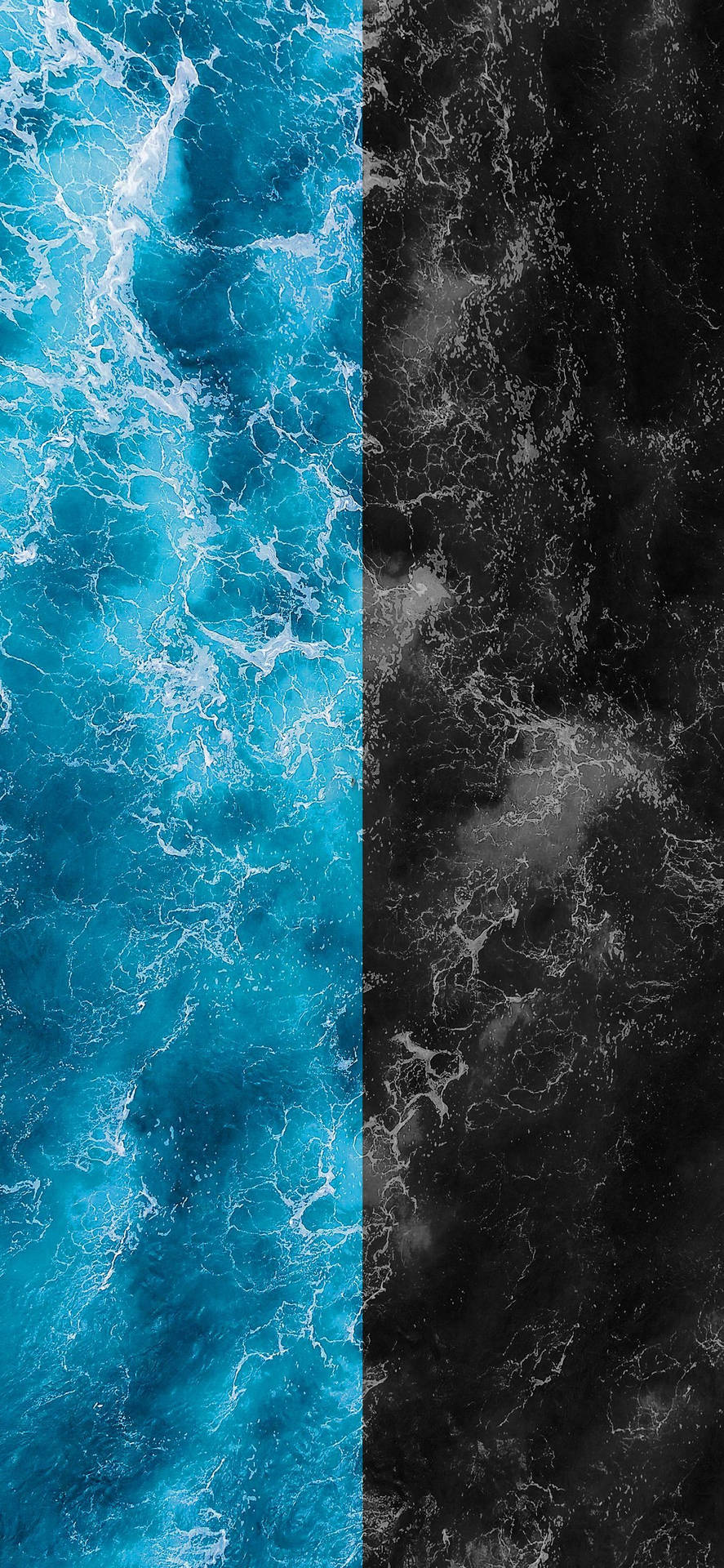 A Split Of Blue And Black Oceans Background