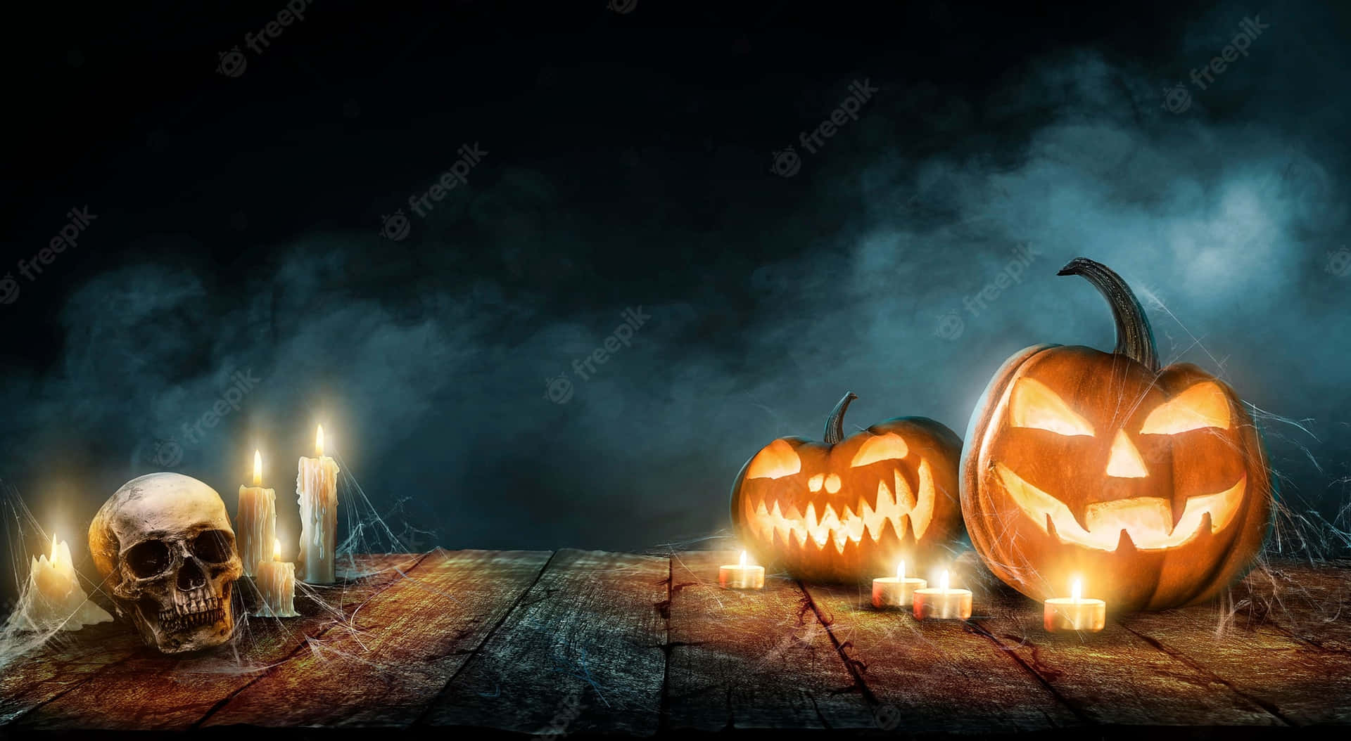 A Spooky And Colorful Neon Halloween Scene Background