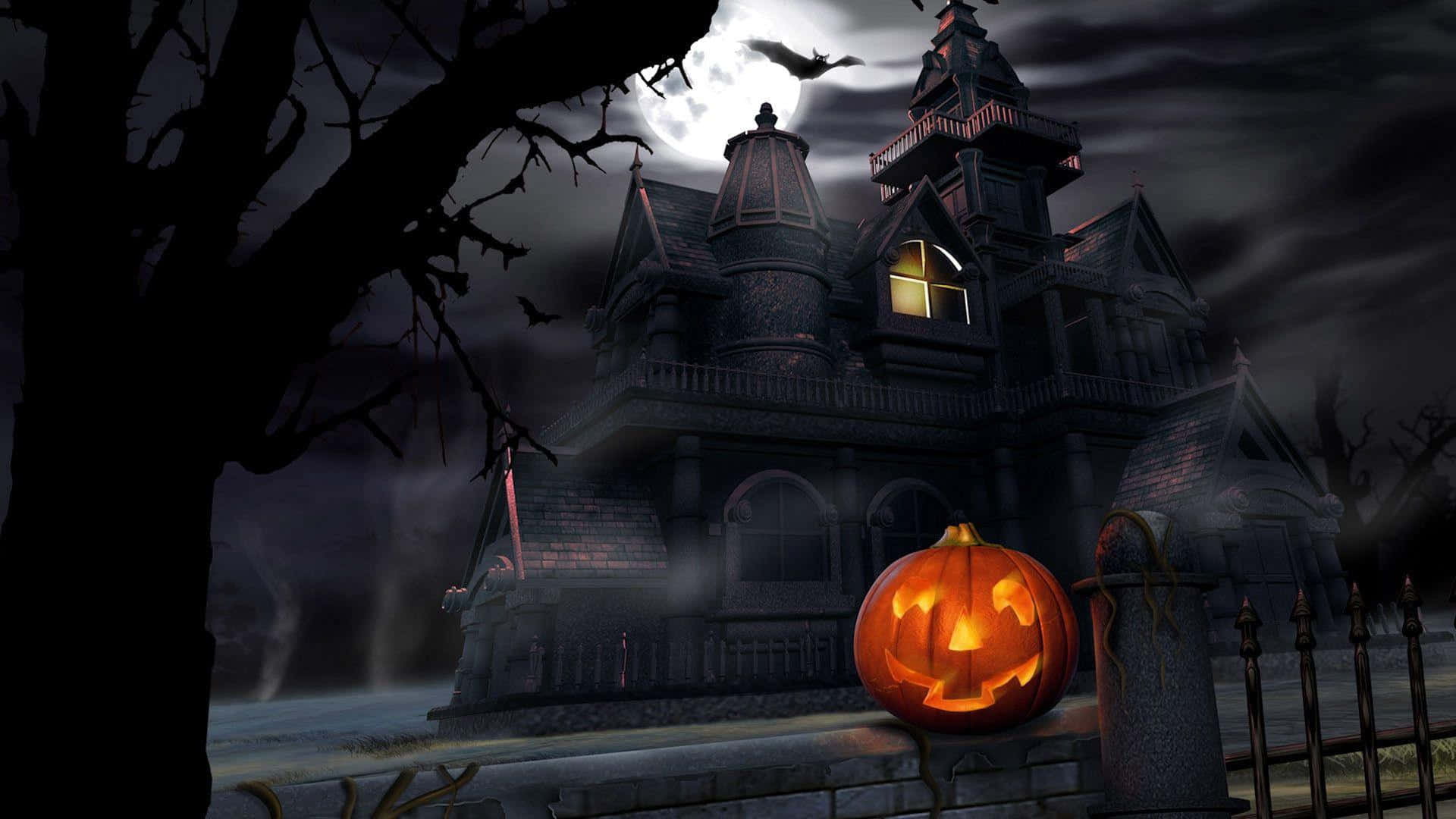 A Spooky And Festive 1920 X 1080 Halloween Scene Background
