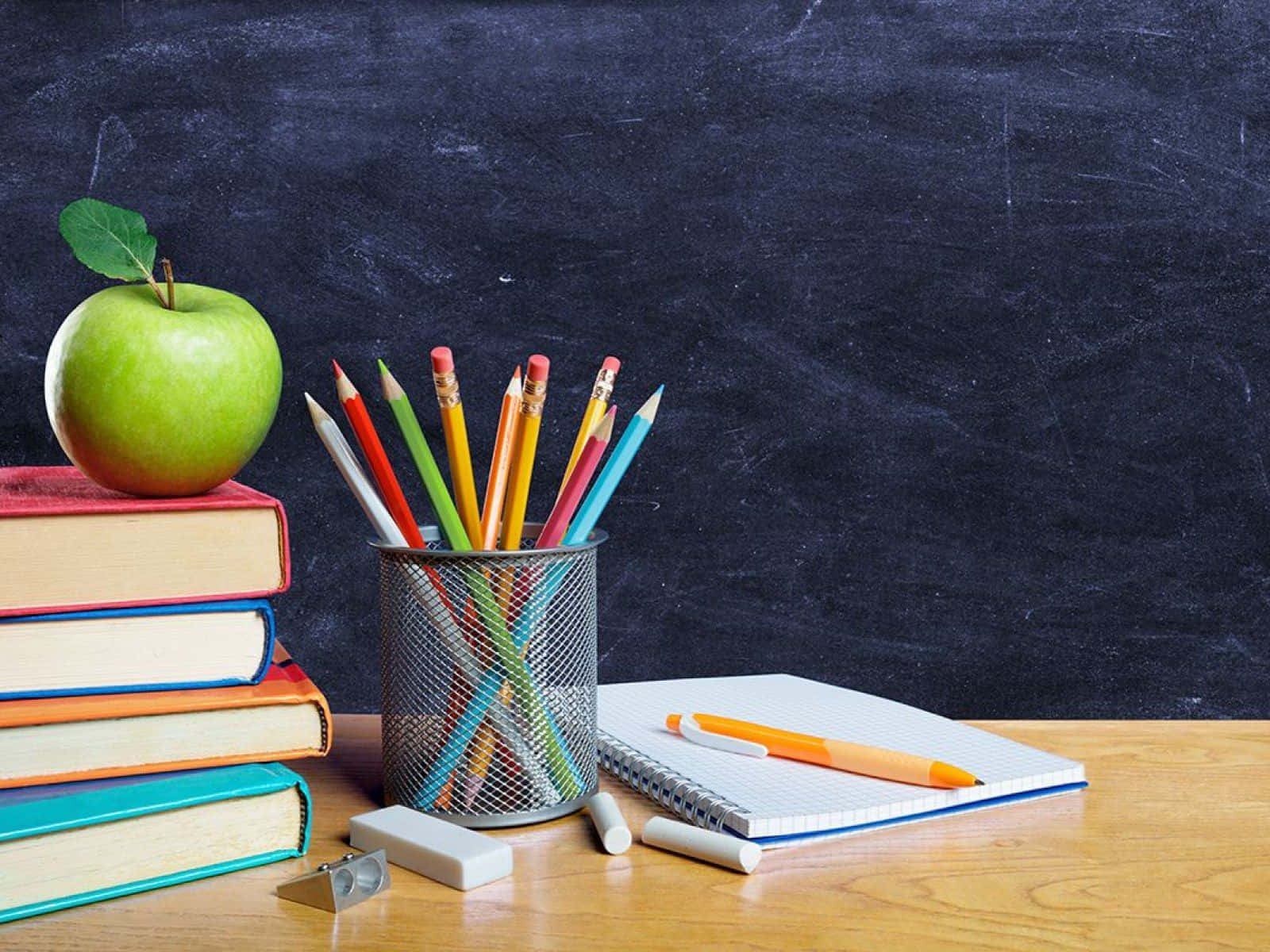 A Stack Of Books And Pencils Background