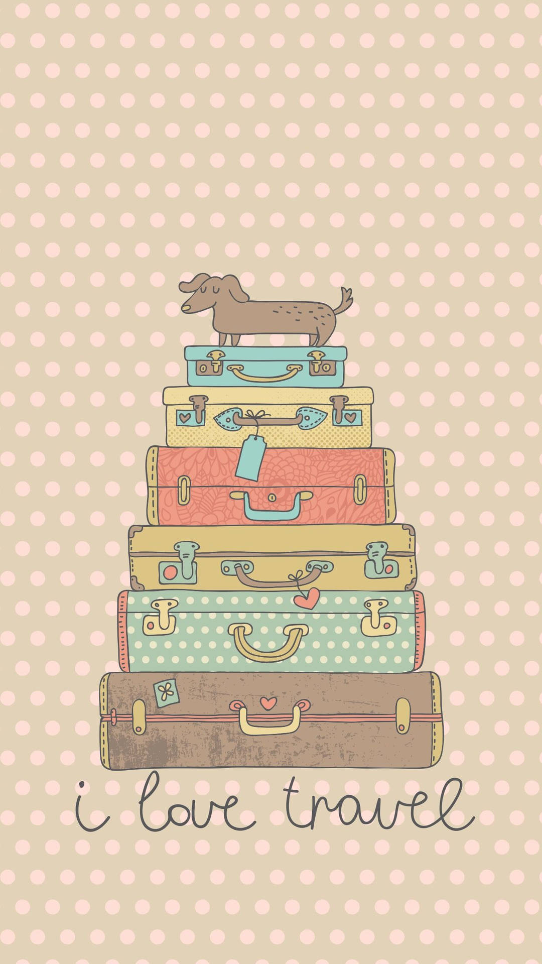 A Stack Of Suitcases With A Dog On Top Background