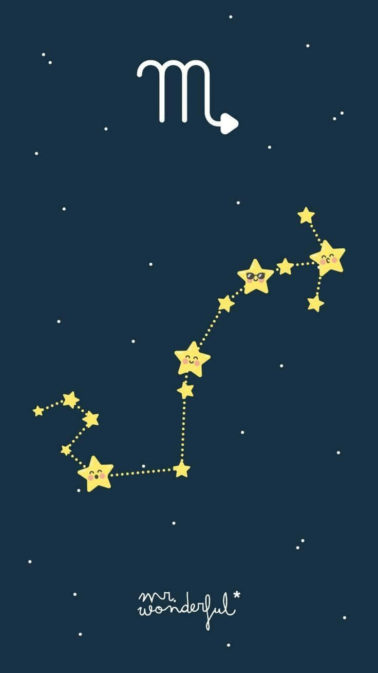A Star Sign With A Star In The Sky Background