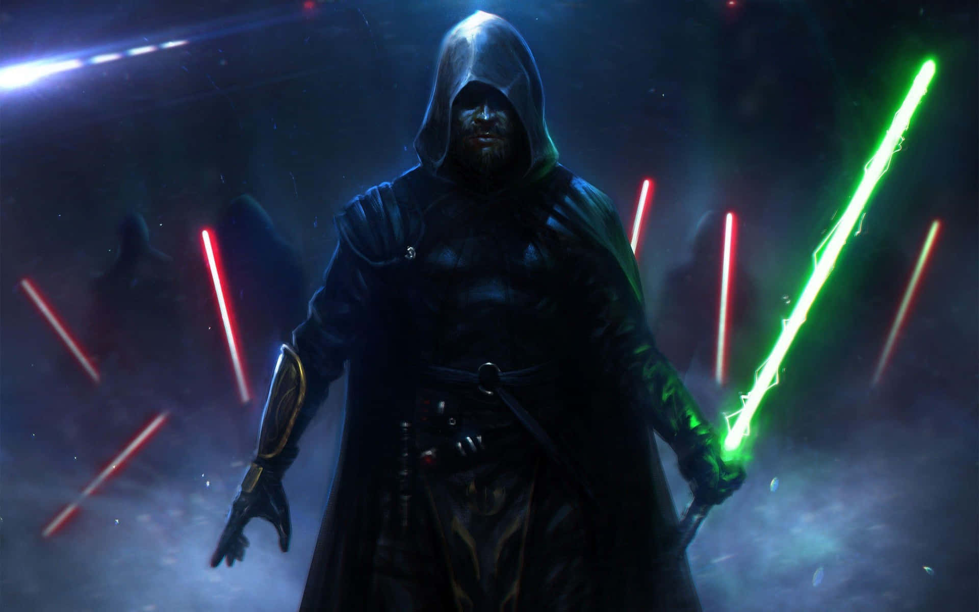 A Star Wars Jedi Wielding A Lightsaber Background