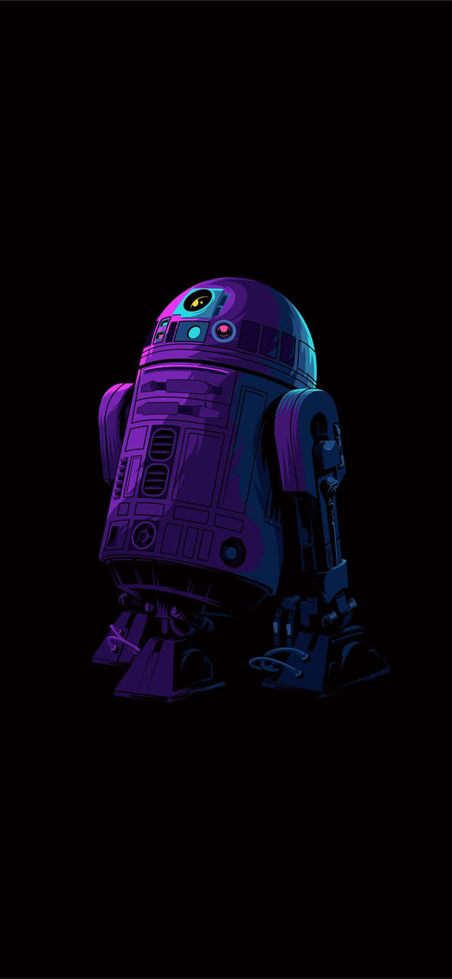 A Star Wars R2d2 On A Black Background Background