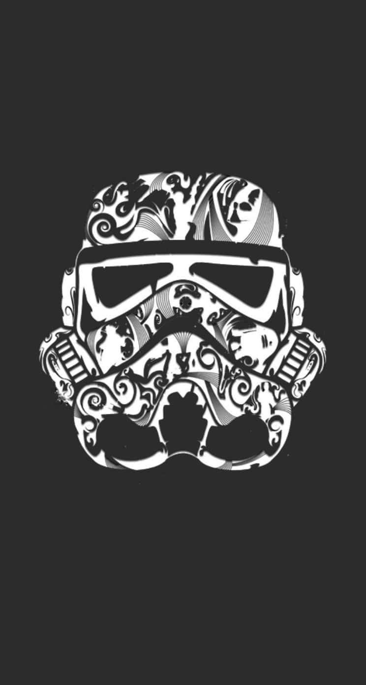 A Star Wars Stormtrooper Helmet On A Black Background Background