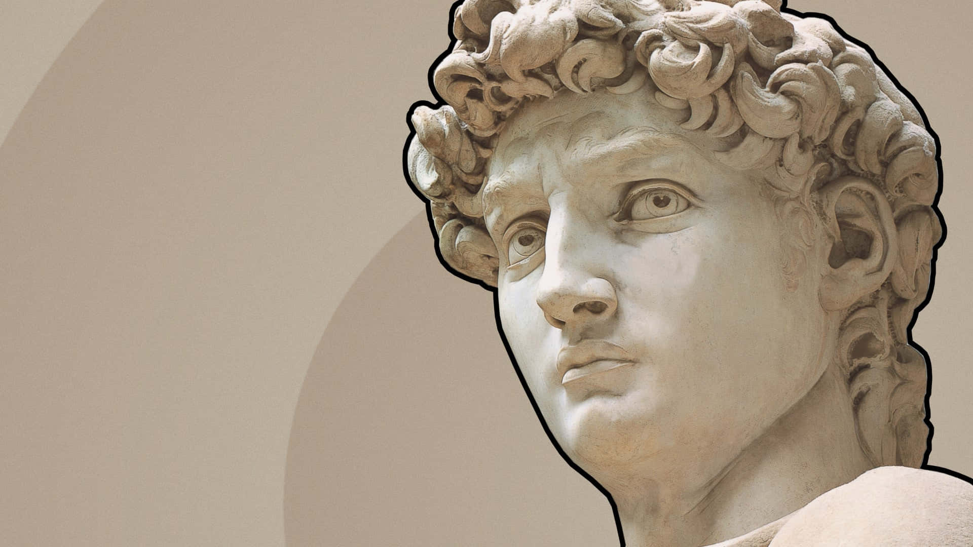 A Statue Of A Man With Curly Hair Background