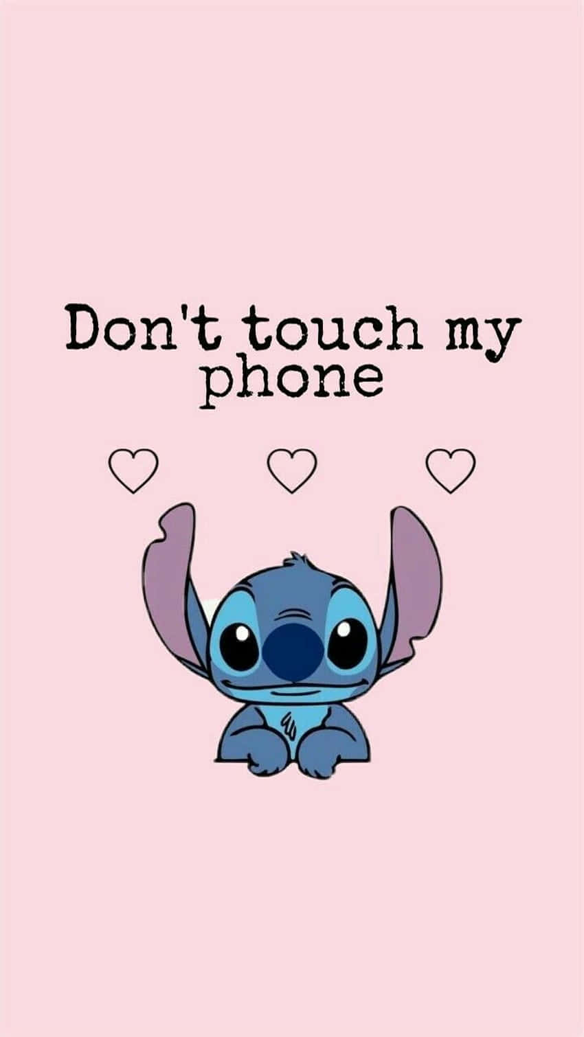 A Stitch - Emoji With The Words Don't Touch My Phone Background