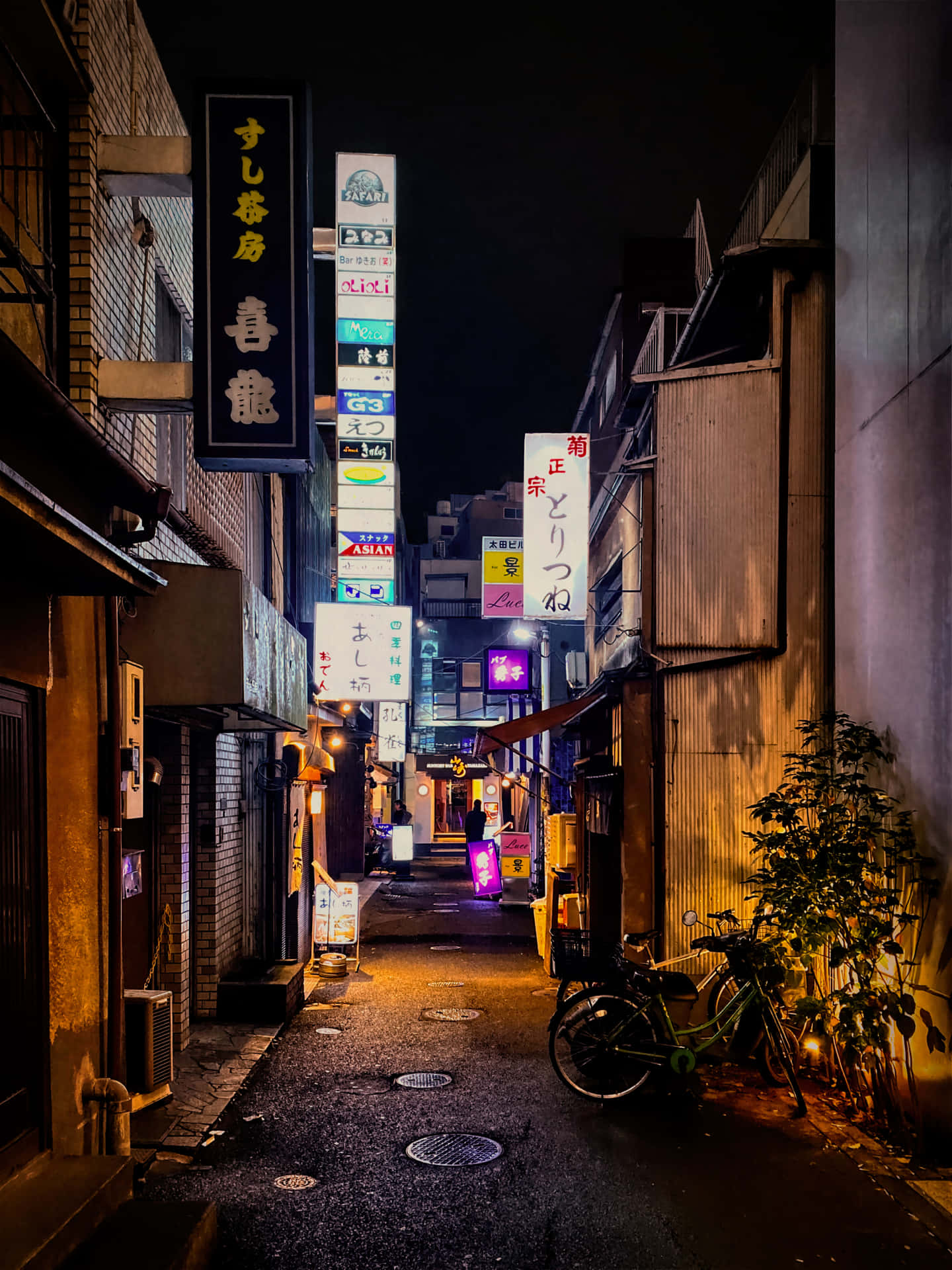 A Street With A Bike Parked In It Background