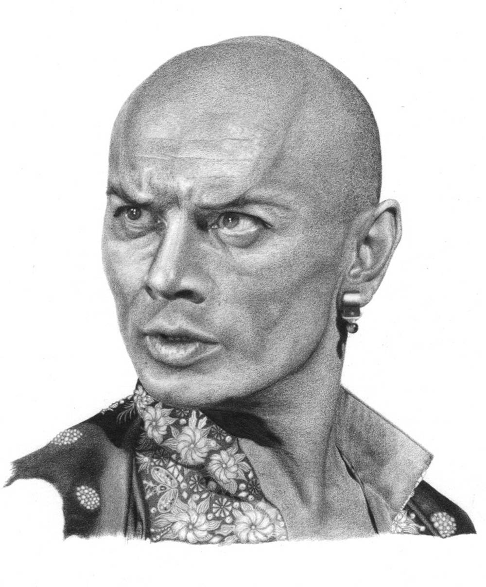 A Striking Sketch Of Legendary Actor Yul Brynner As King Mongkut In 'the King And I'